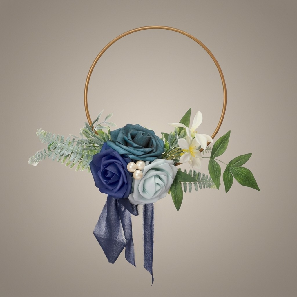 Petite Flower Girl Hoop Bouquet – Burgundy and Blush Wedding Flowers