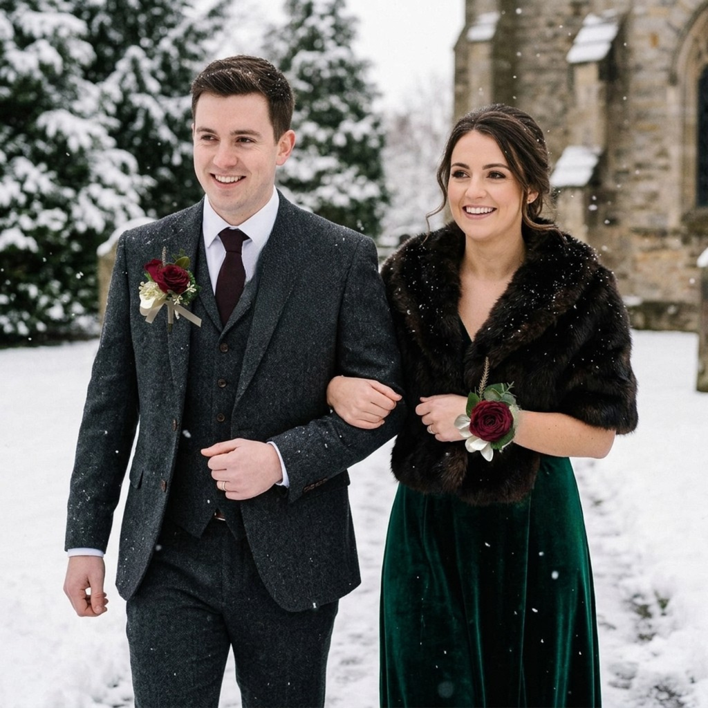 Burgundy Rose Wrist Corsage and Boutonniere Set