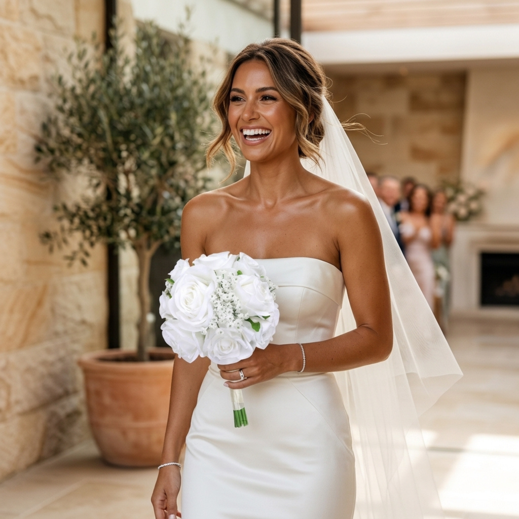 White Silk Rose Bridesmaid Bouquets | Set of 2, 4 or 6