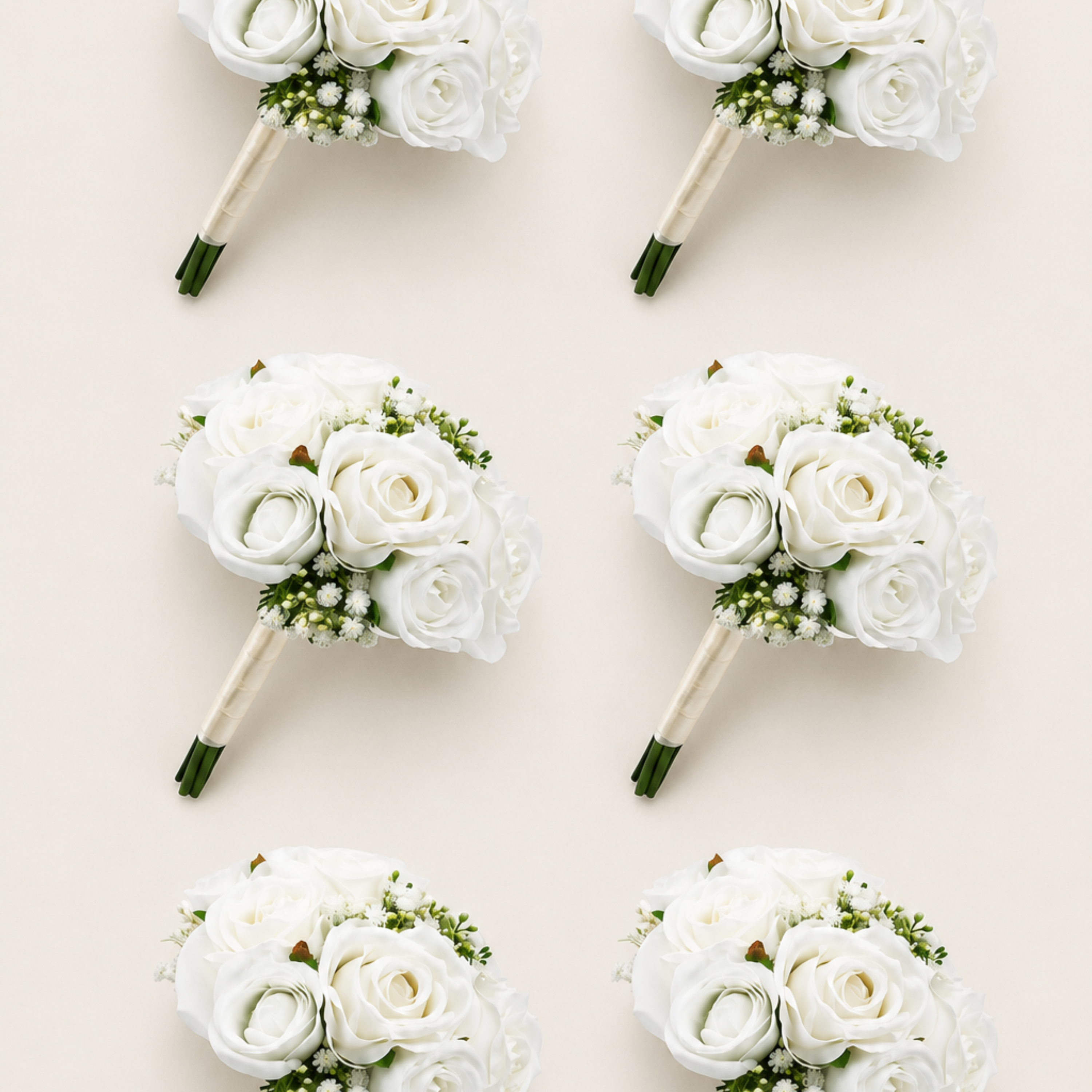 Additional view of white artificial bridesmaid bouquet set of six