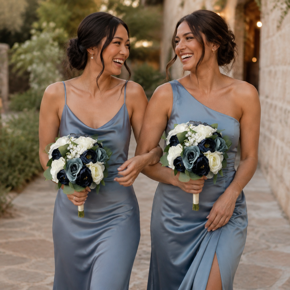 Navy & Dusty Blue Bridesmaid Bouquet | Set of 2, 4 or 6