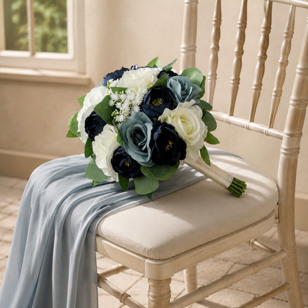 Navy & Dusty Blue Bridesmaid Bouquet | Set of 2, 4 or 6