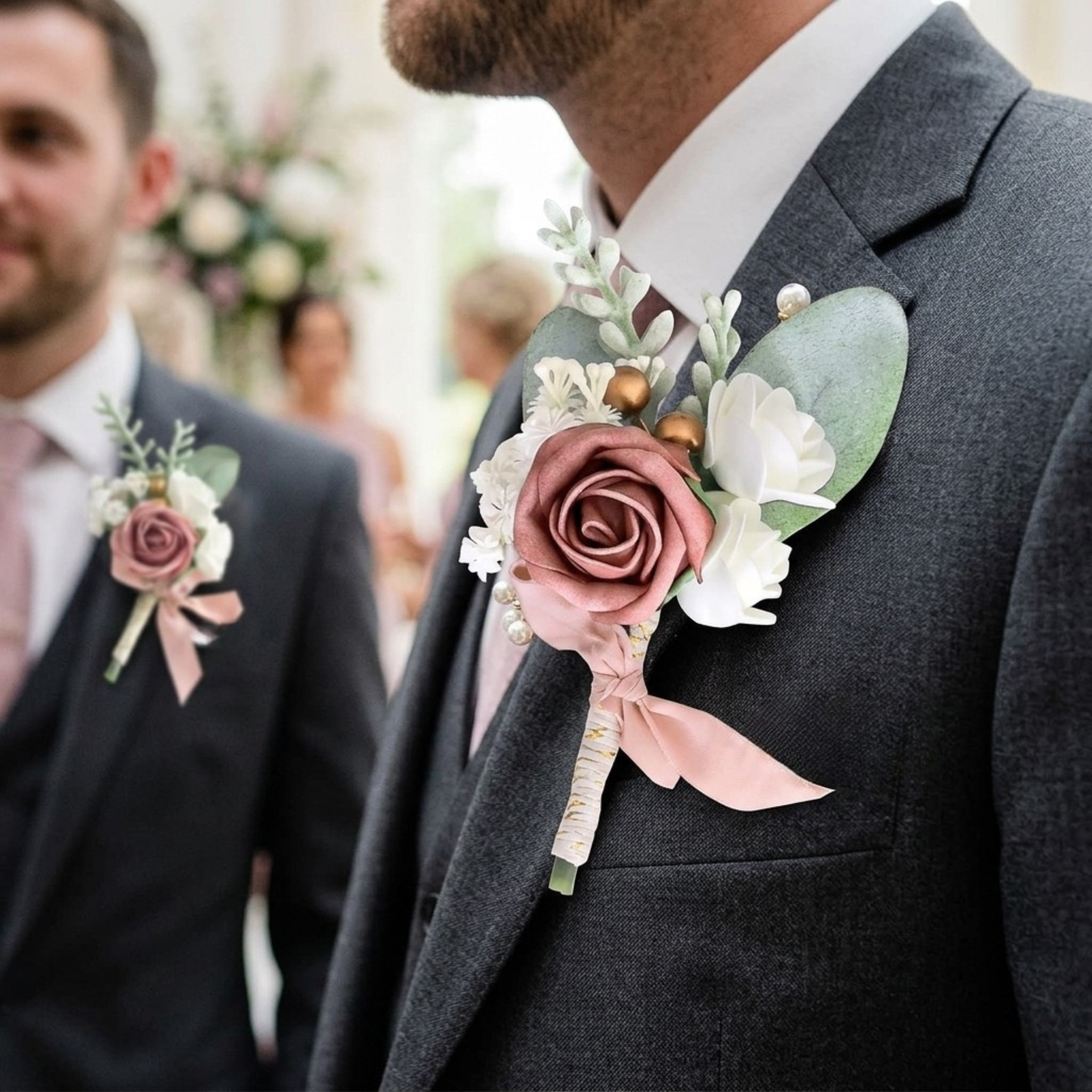 Dusty Rose Wedding Bouquet Set of 6