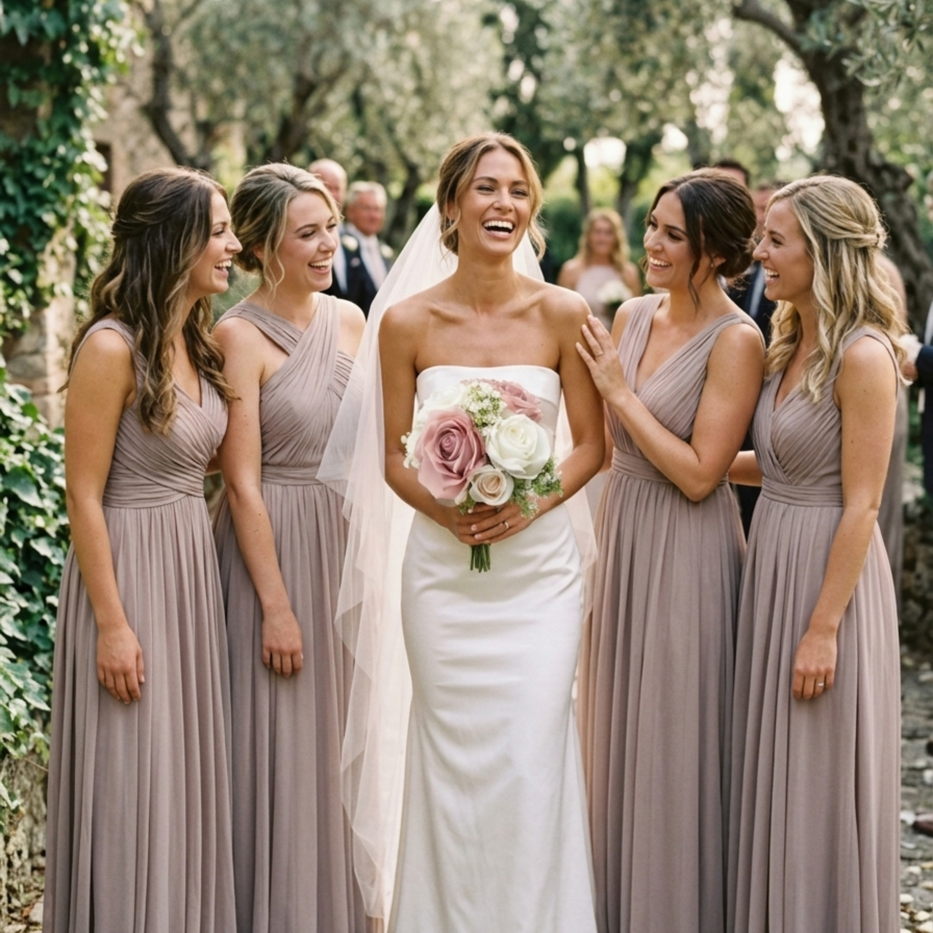 Dusty Rose Wedding Bouquet Set of 6