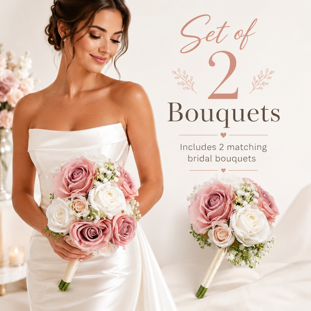 Dusty Rose Wedding Bouquet Set of 6