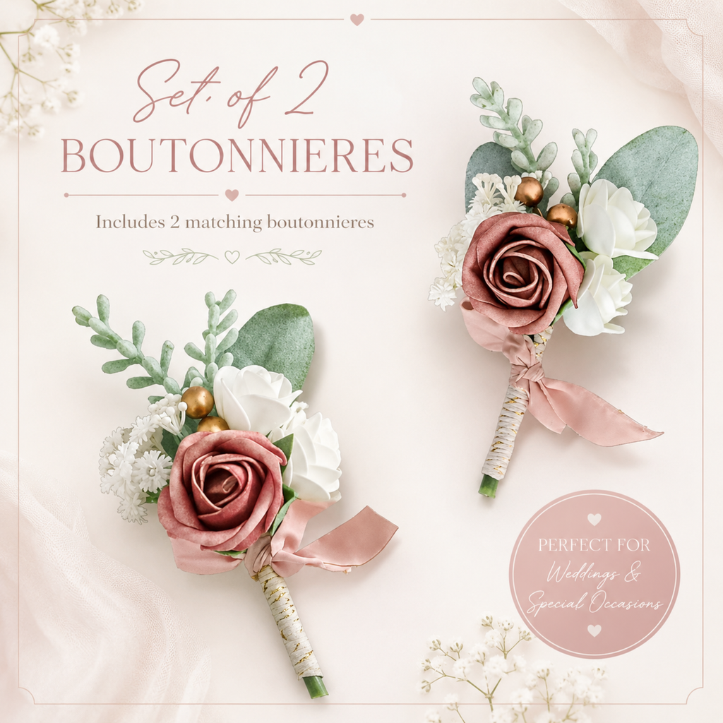 Dusty Rose Wedding Bouquet Set of 6