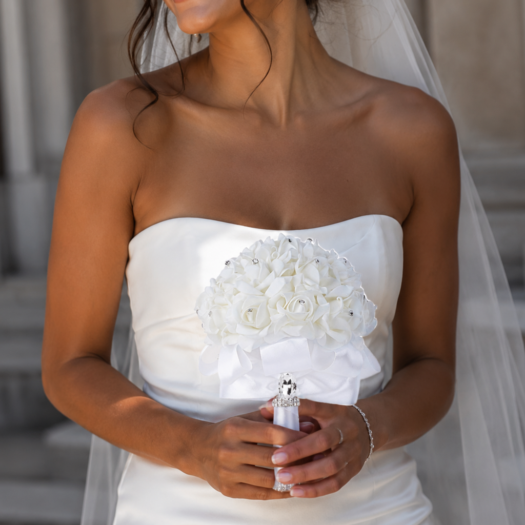 White Bridal Bouquet Set of 2/ Set of 6