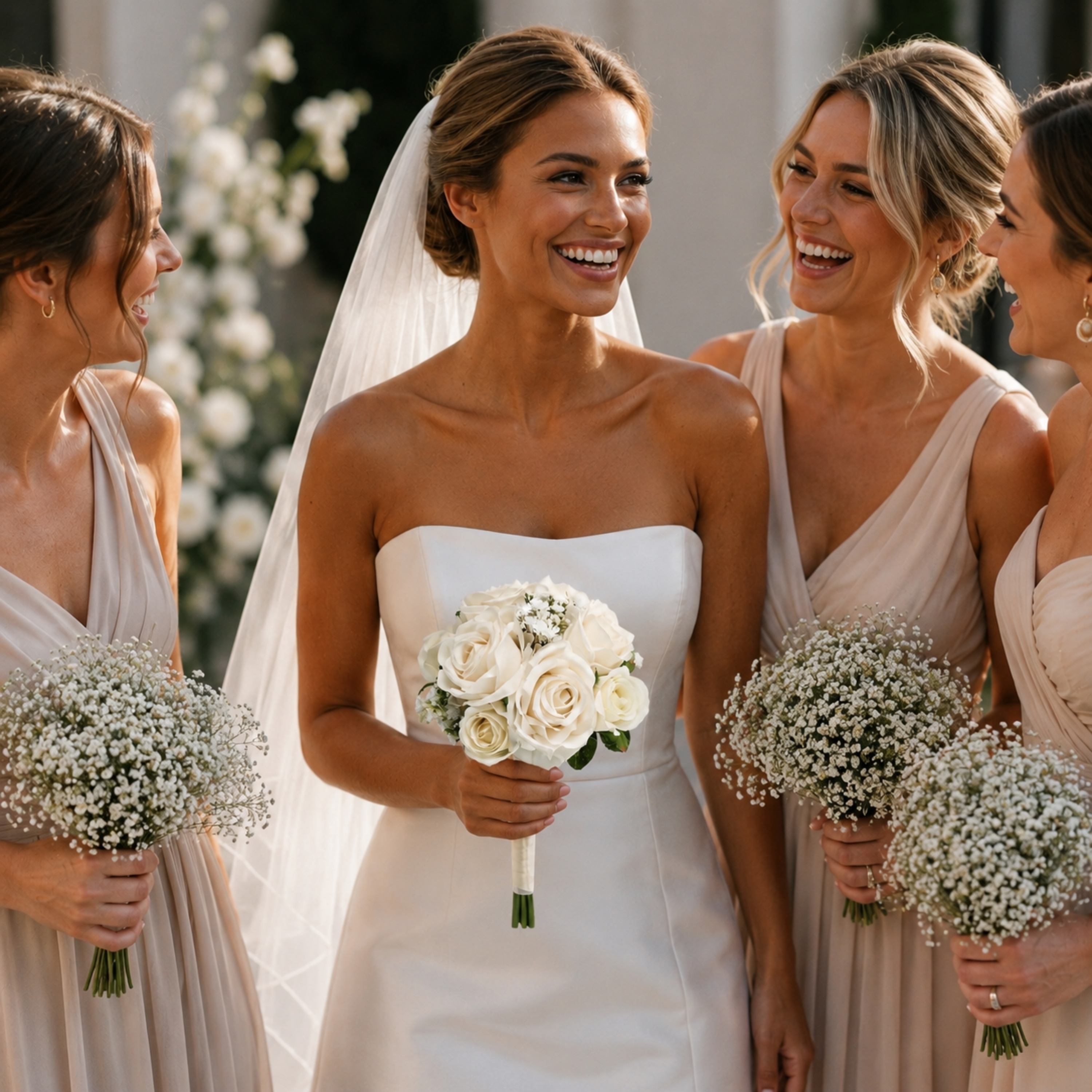 Champagne Wedding Bouquet Set