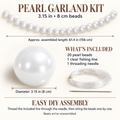 Pearl garland kit with 20 white 8 cm (3.15 in) foam beads, clear line and needle, about 5 ft assembled