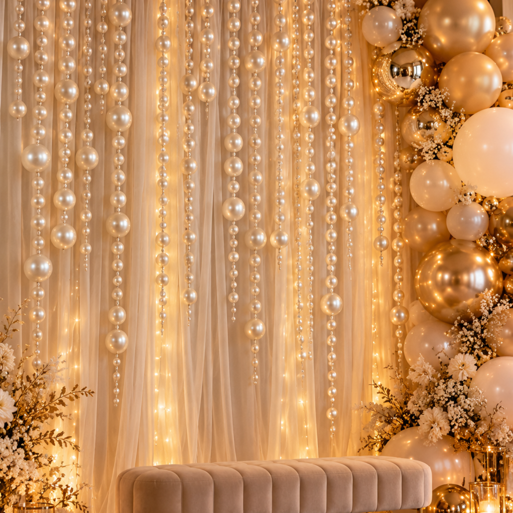 Giant Faux Pearl Garland Kit, White Soft Foam Beads for Wedding Arch
