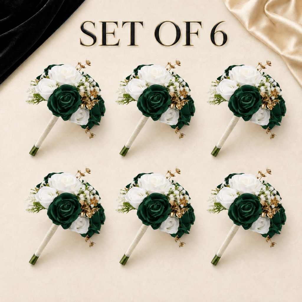 Emerald green bridesmaid bouquet set of six