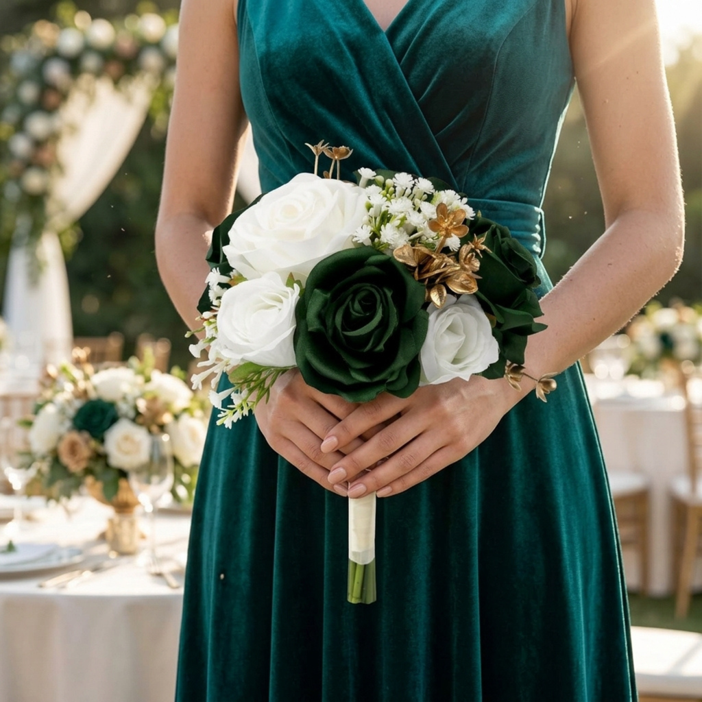 Additional view of emerald green bridesmaid bouquet set of six