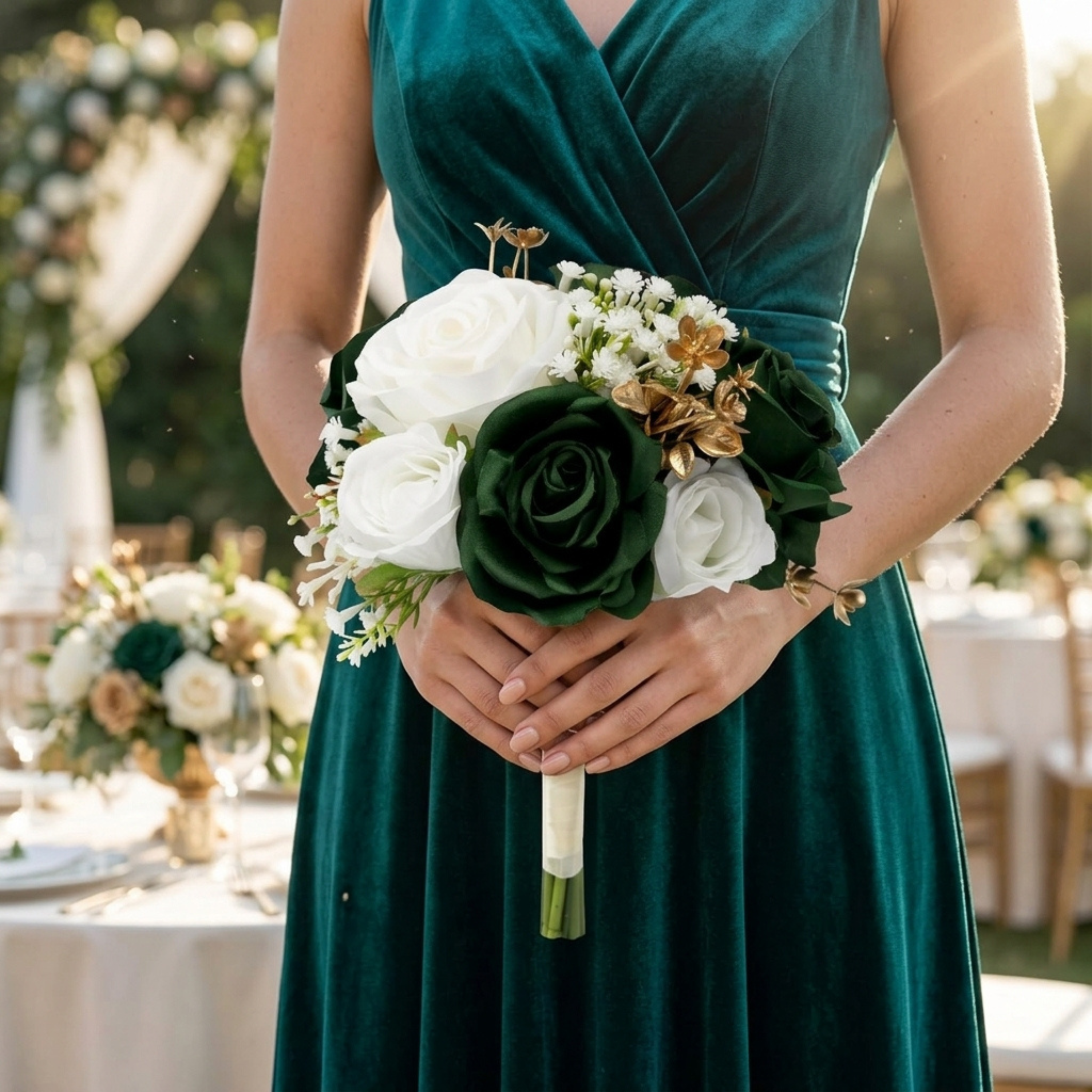 Additional view of emerald green bridesmaid bouquet set of six