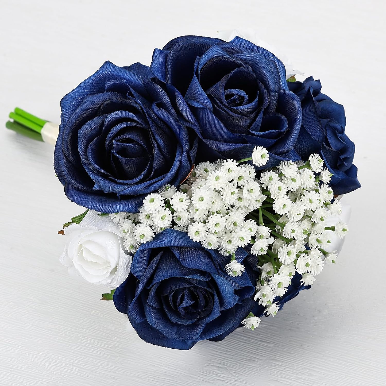 Wedding Bridesmaid Bouquets Set of 6, Artificial Silk Flowers Arrangement for Ceremony Marriage Proposal Party Anniversary Decorations - Royal Blue