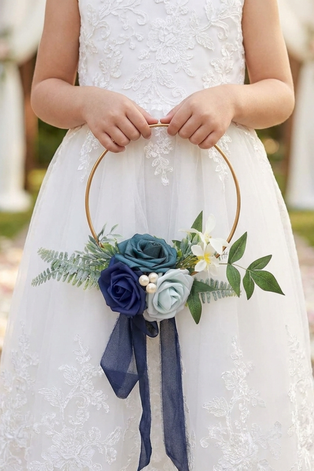 Petite Flower Girl Hoop Bouquet – Burgundy and Blush Wedding Flowers