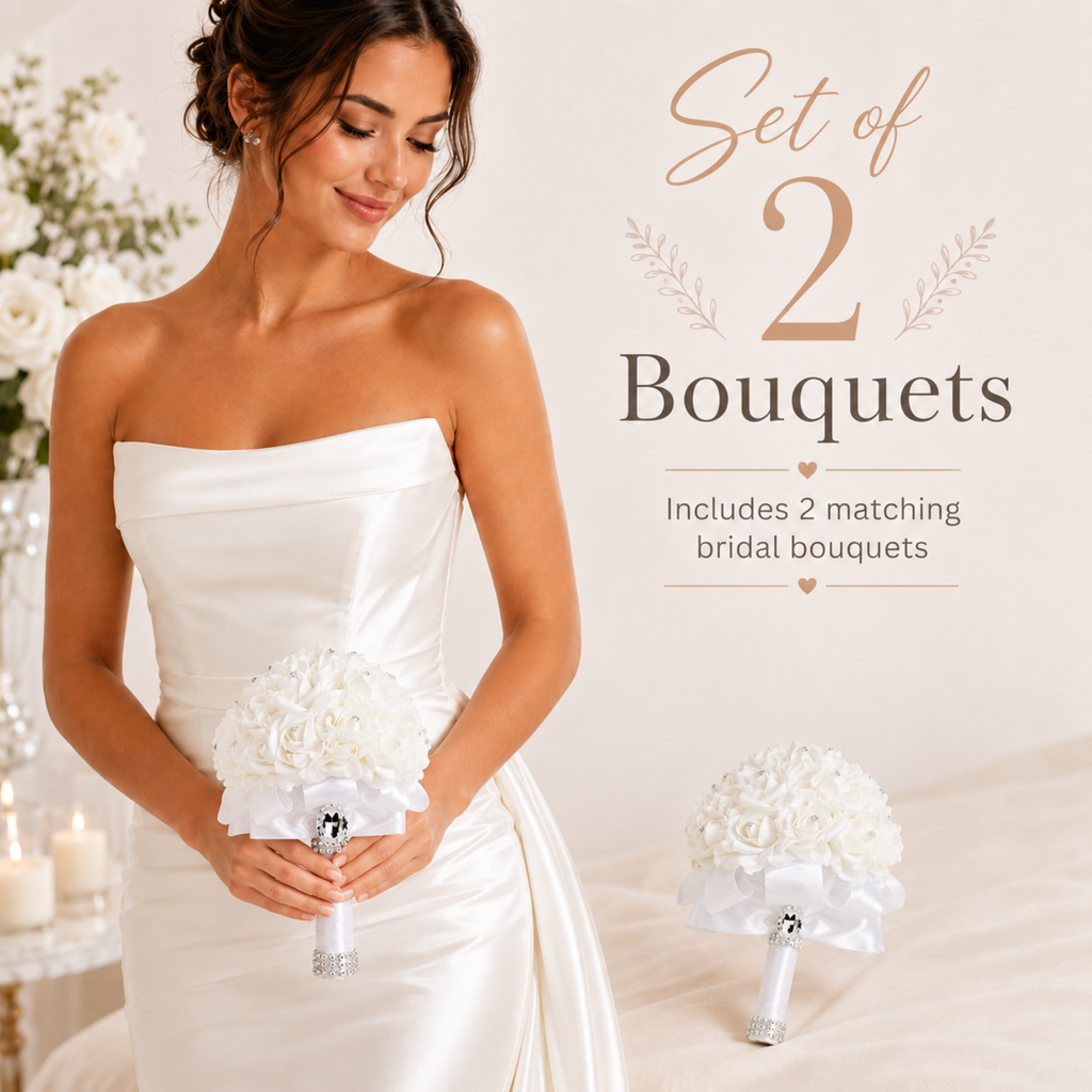 White Bridal Bouquet Set of 2/ Set of 6