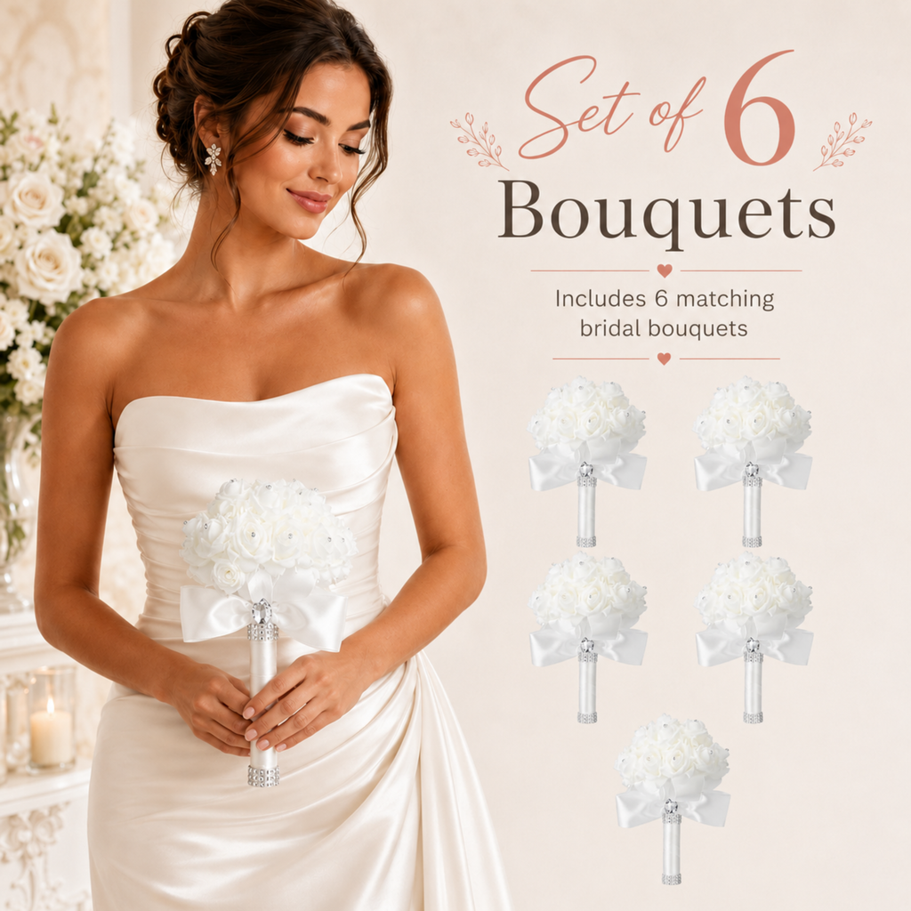 White Bridal Bouquet Set of 2/ Set of 6