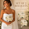Champagne wedding bouquet set of 2 for bridesmaids or bridal party flowers