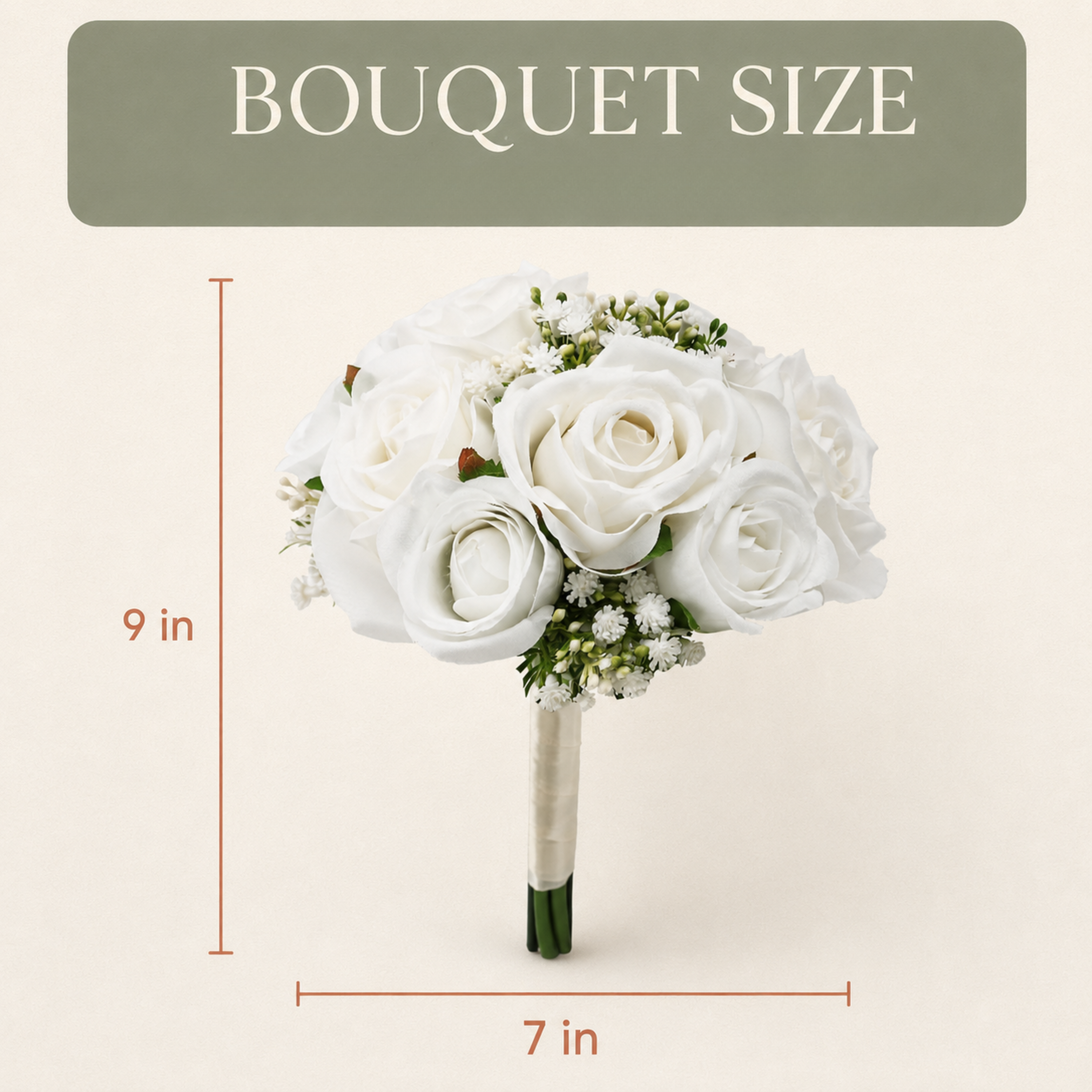 Additional view of white artificial bridesmaid bouquet set of six