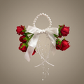 Burgundy Rose Pearl Hoop Bridal Bouquet with Satin Bow