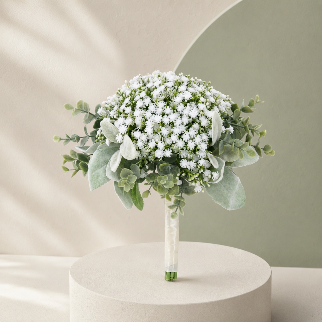 Set of 6 Faux Baby’s Breath Bridesmaid Bouquets