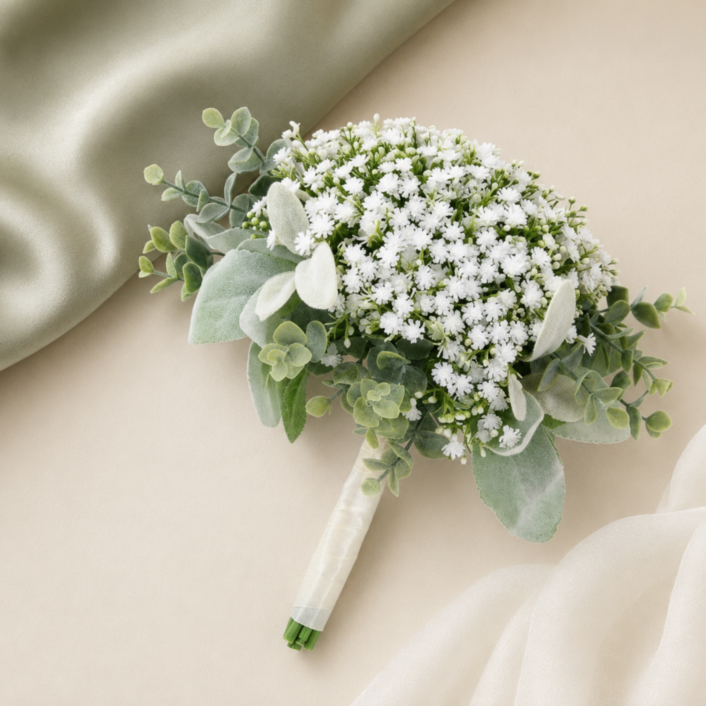 Set of 6 Faux Baby’s Breath Bridesmaid Bouquets
