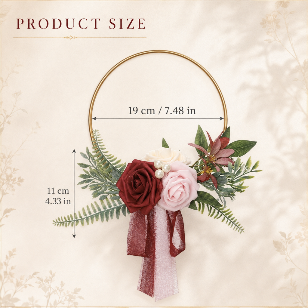 Petite Flower Girl Hoop Bouquet – Burgundy and Blush Wedding Flowers