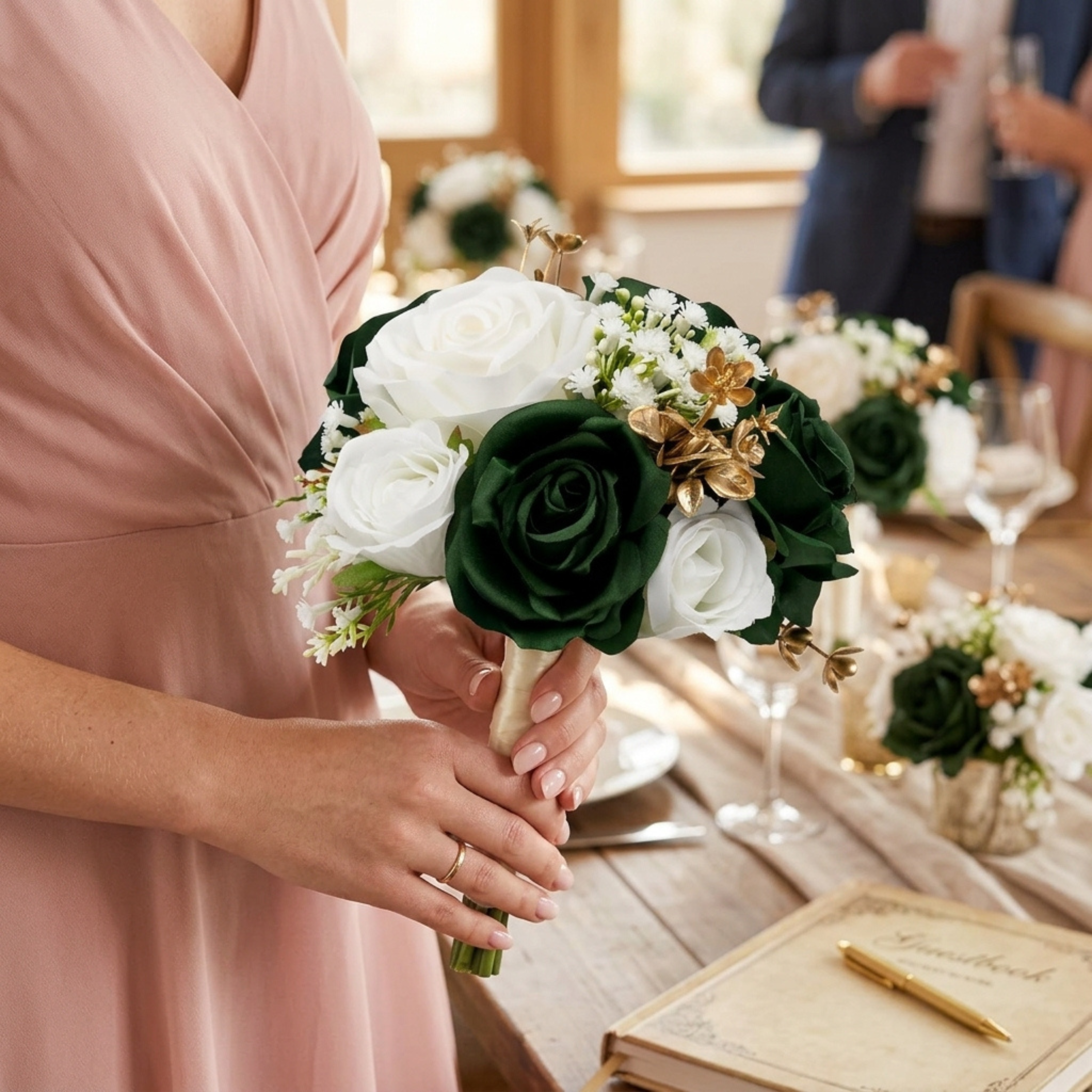 Additional view of emerald green bridesmaid bouquet set of six