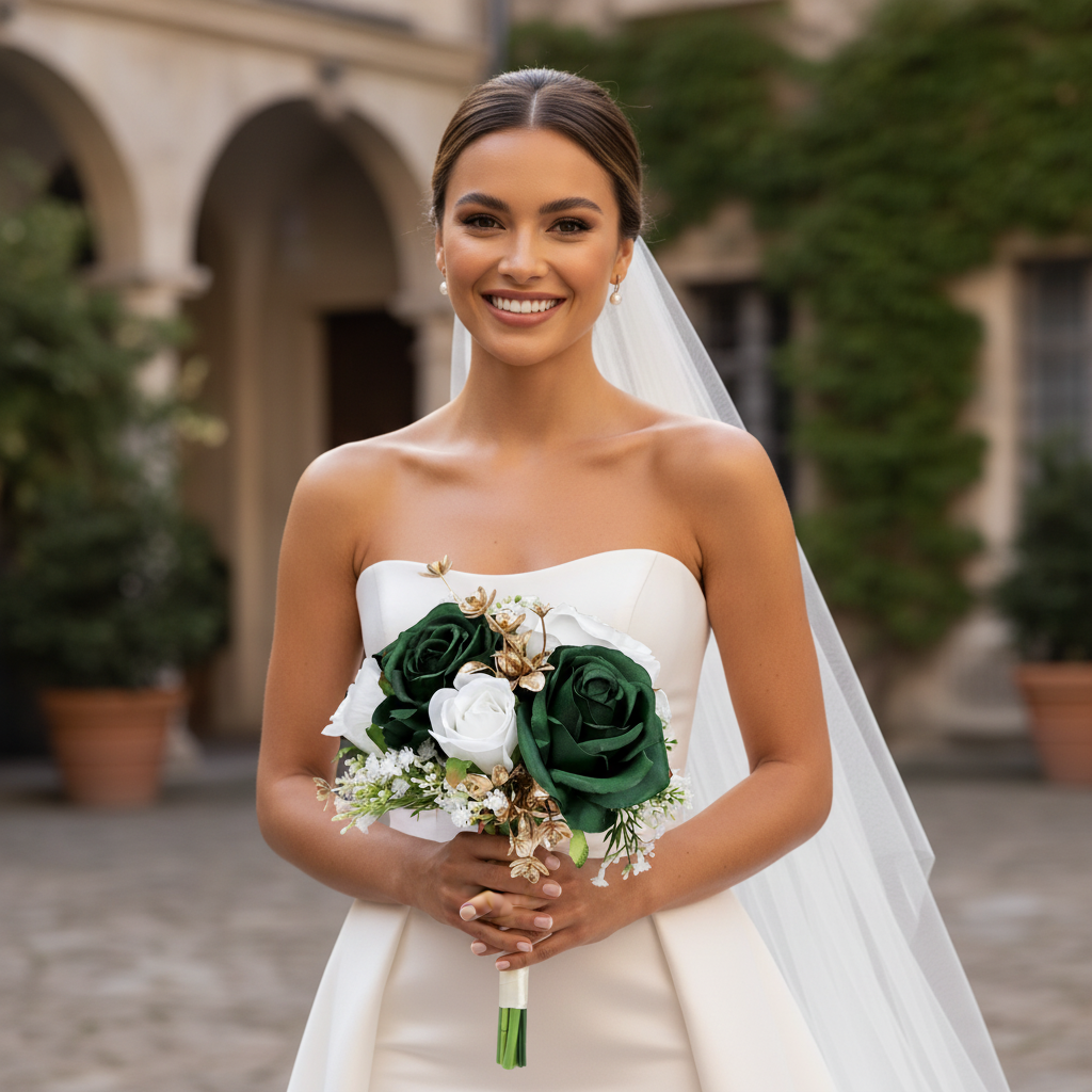 Set of 6 Emerald Green Bridesmaid Bouquets
