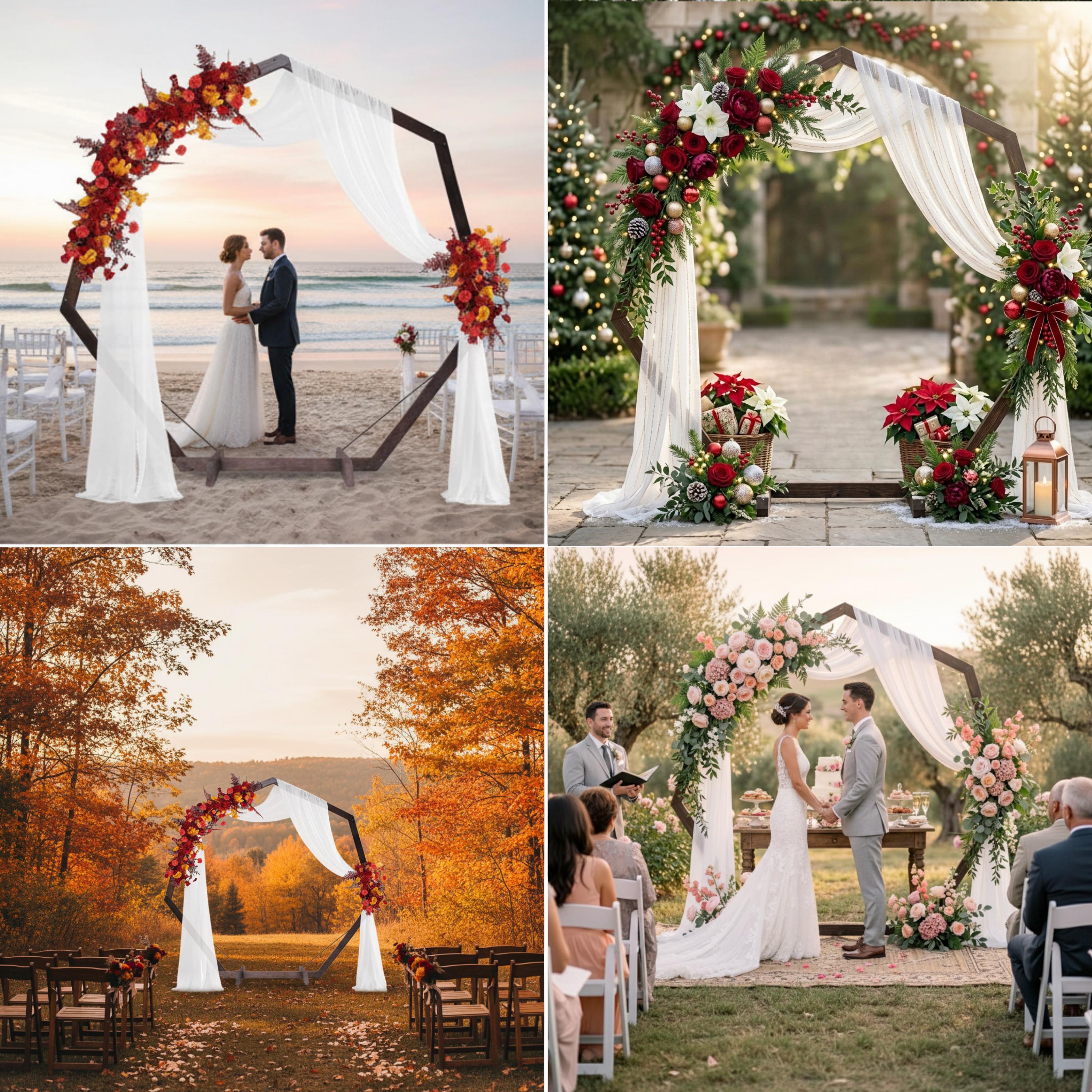 Wedding Arch Wood | 7Ft Heptagon Geometric Arch 