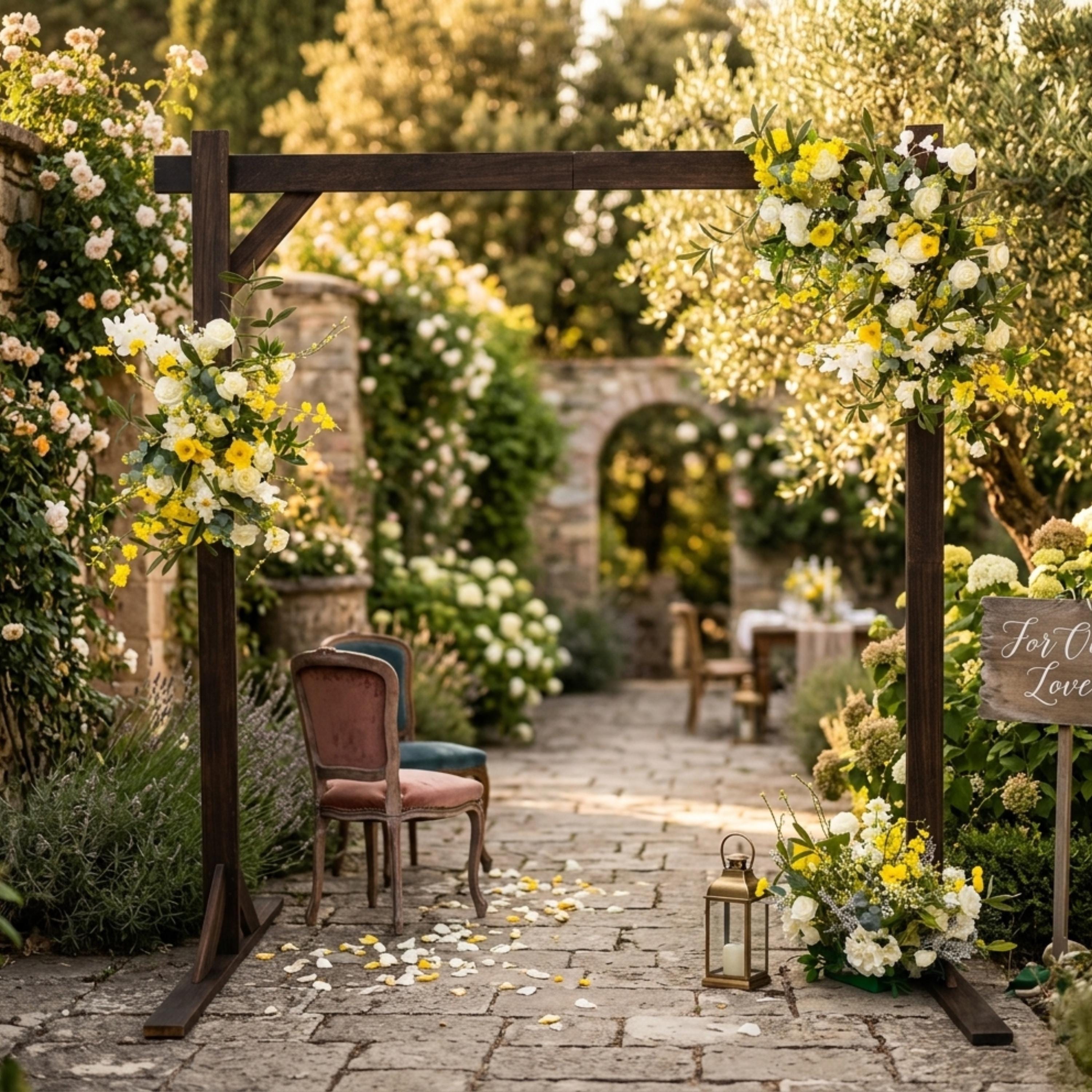 Wedding Arch Wood | 7Ft Rectangular Wooden Arch | Rustic Boho Ceremony Backdrop 