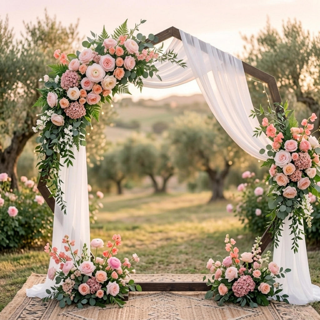 Wedding Arch Wood | 7Ft Heptagon Geometric Arch 