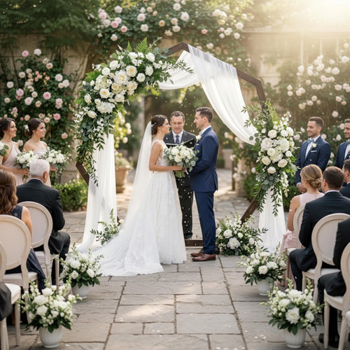 geometric wooden wedding arch frame for outdoor garden ceremony