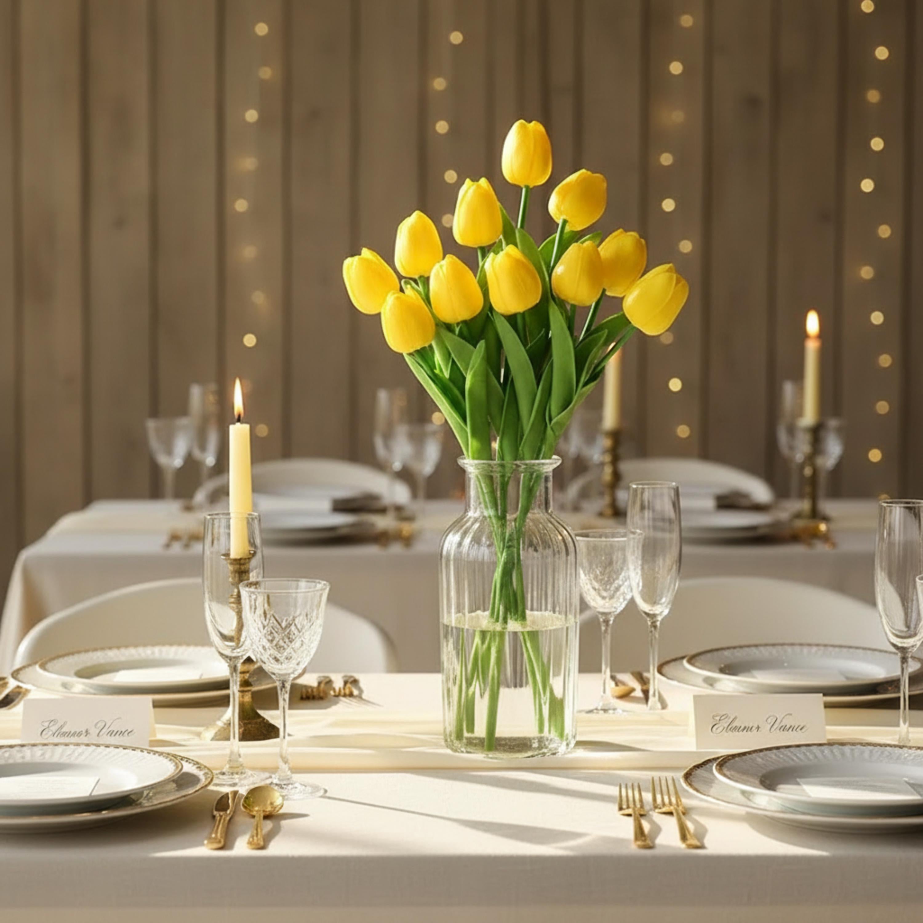 Tulip Arrangement Real Touch Tulip Stems Set of 10 Fake Tulips Faux Flowers | Wedding Table Decor | Bridal Shower Floral |Spring Centerpiece