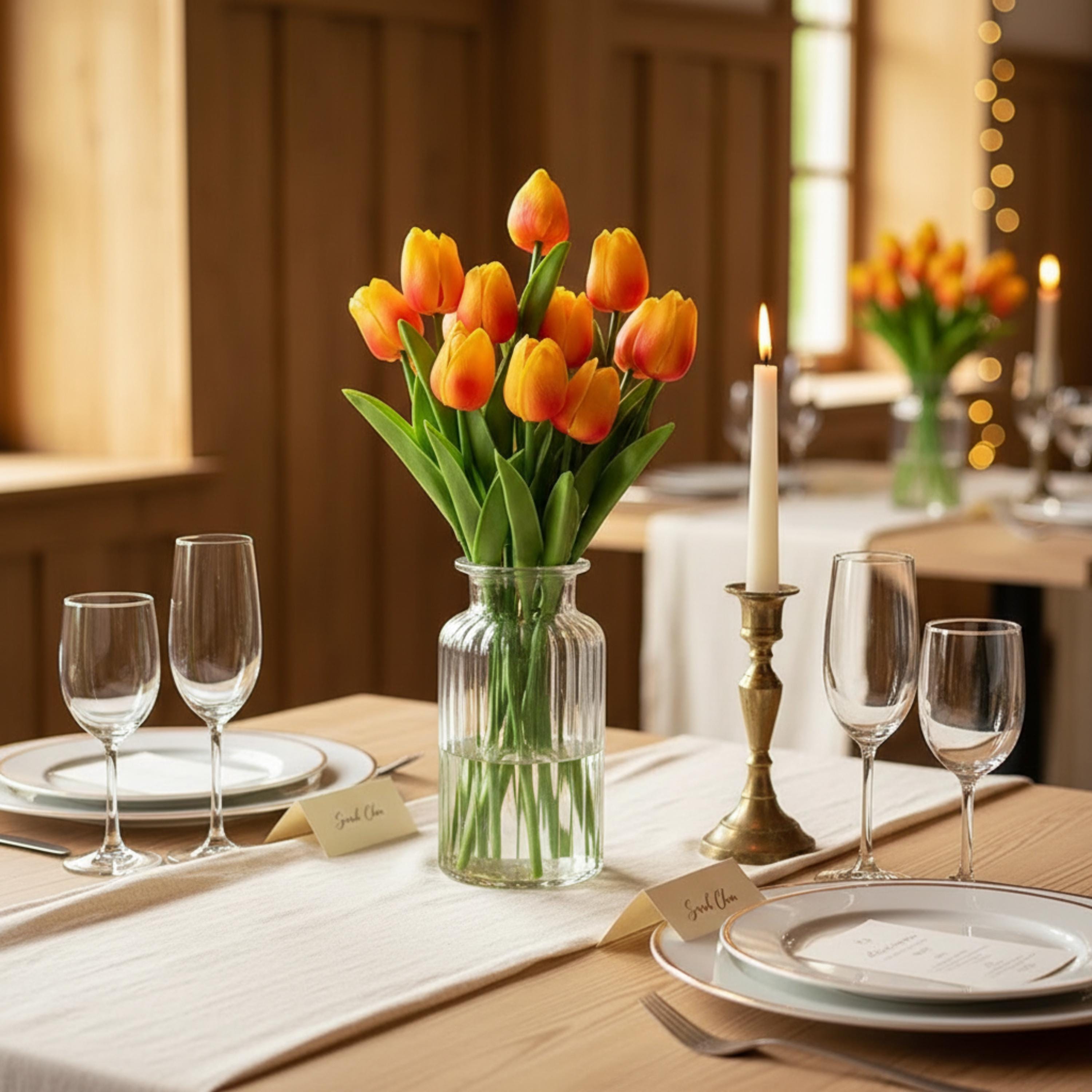 Tulip Arrangement Real Touch Tulip Stems Set of 10 Fake Tulips Faux Flowers | Wedding Table Decor | Bridal Shower Floral |Spring Centerpiece