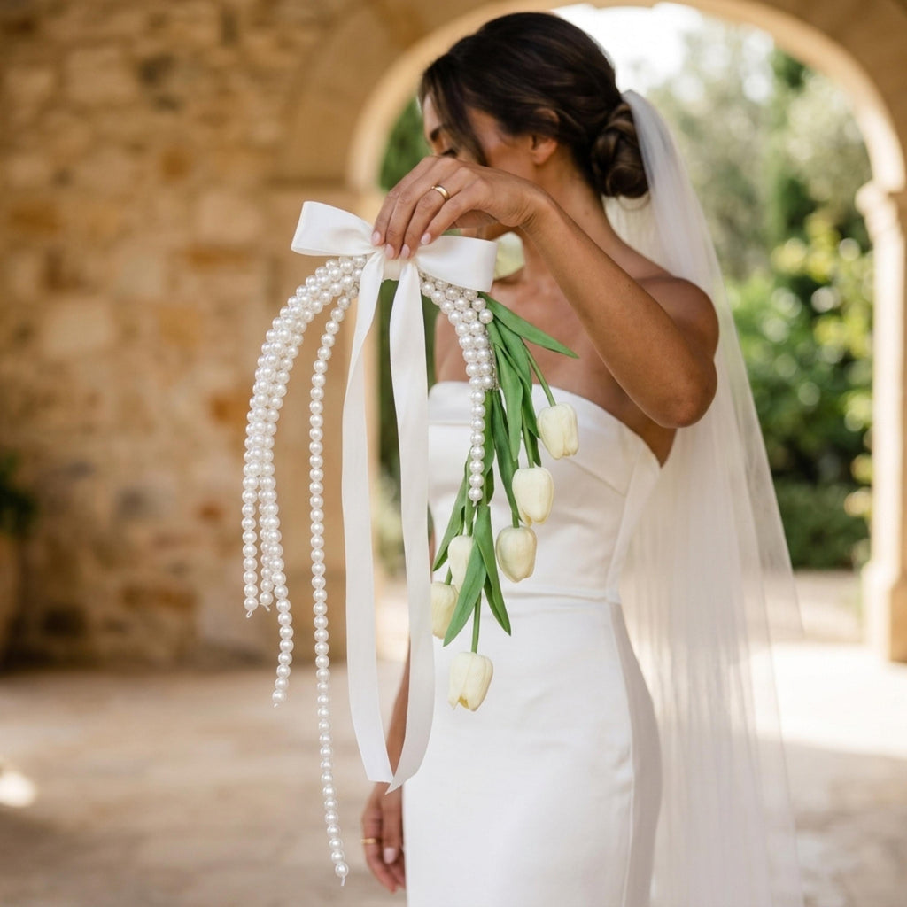 Pearl Tulip Bridal Bouquet
