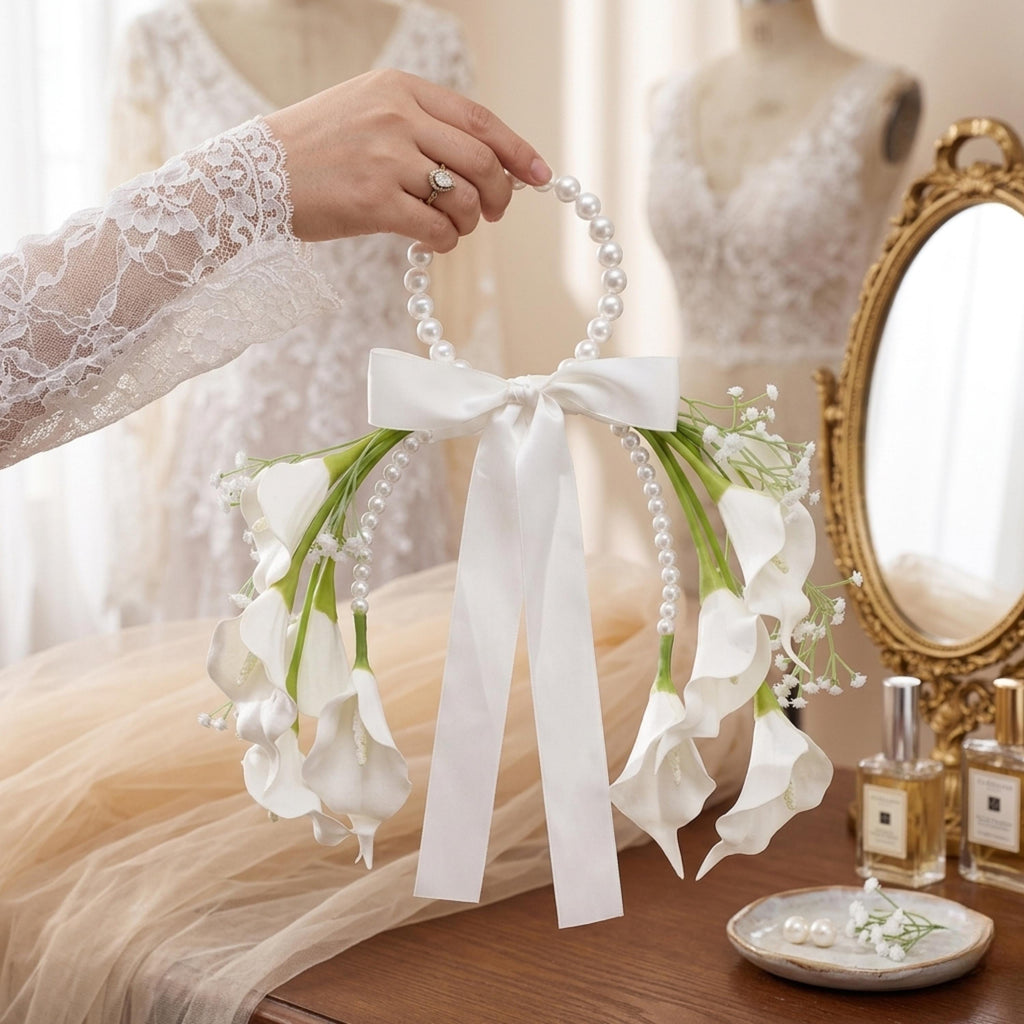 Pearl Handle Calla Lily Bridal Bouquet