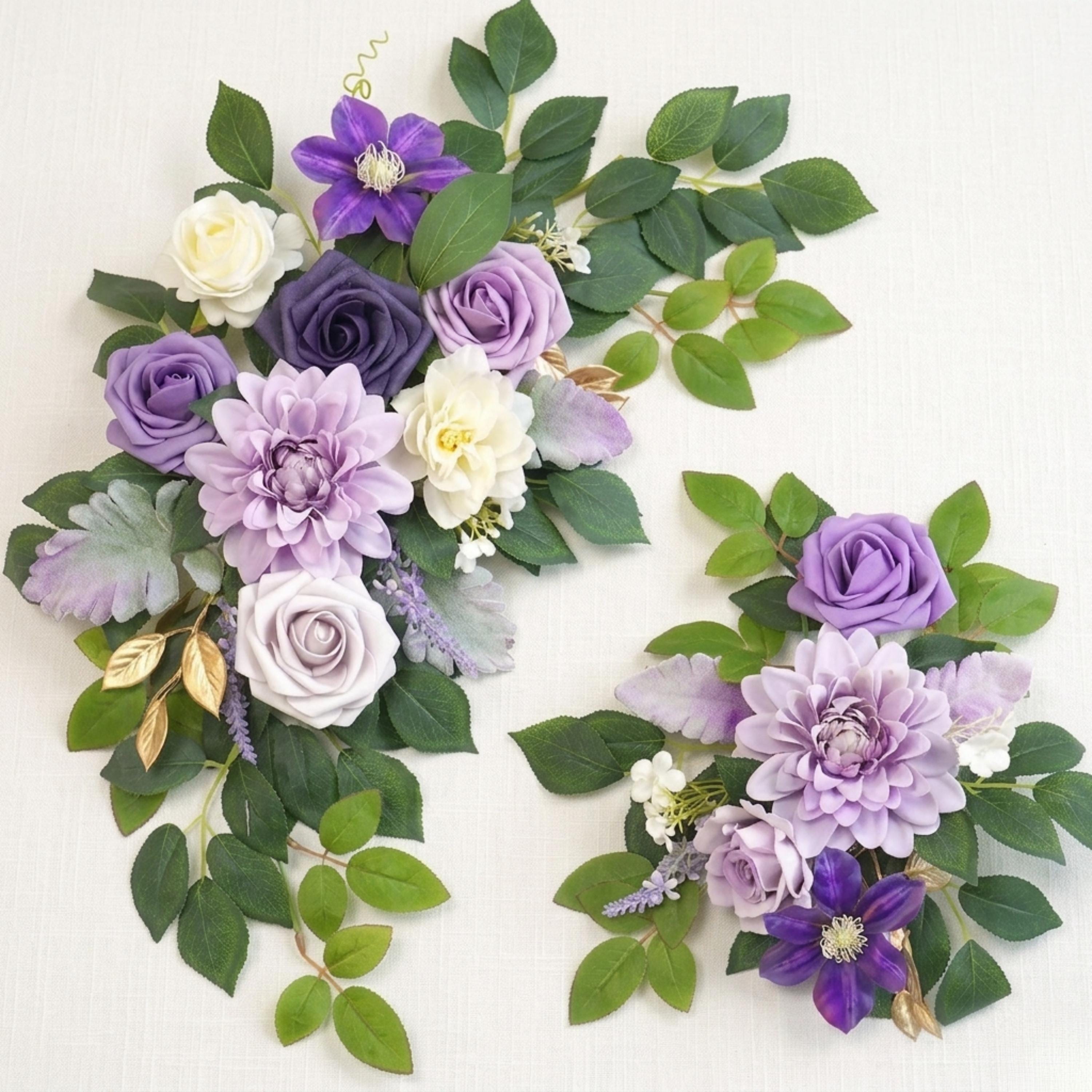 Wedding Corner Swag Set of 2 | Wedding Arch Swag Silk Roses | Floral Tiebacks | White Blush Navy Burgundy Purple Blue | Ceremony Arch Flower