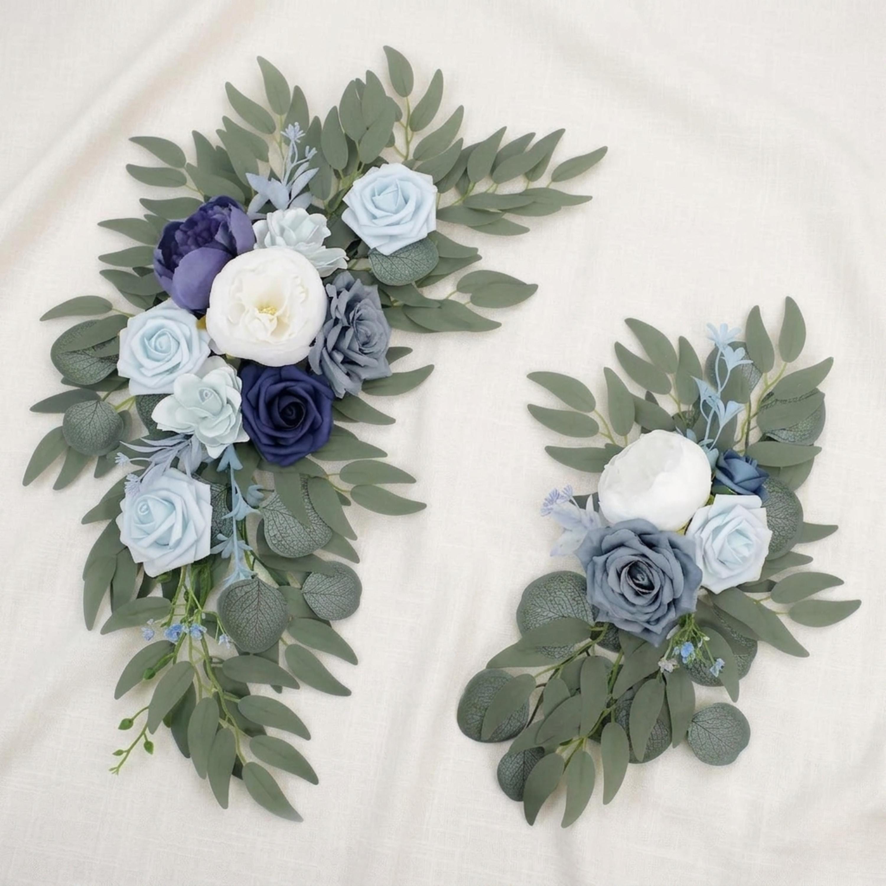 Wedding Corner Swag Set of 2 | Wedding Arch Swag Silk Roses | Floral Tiebacks | White Blush Navy Burgundy Purple Blue | Ceremony Arch Flower