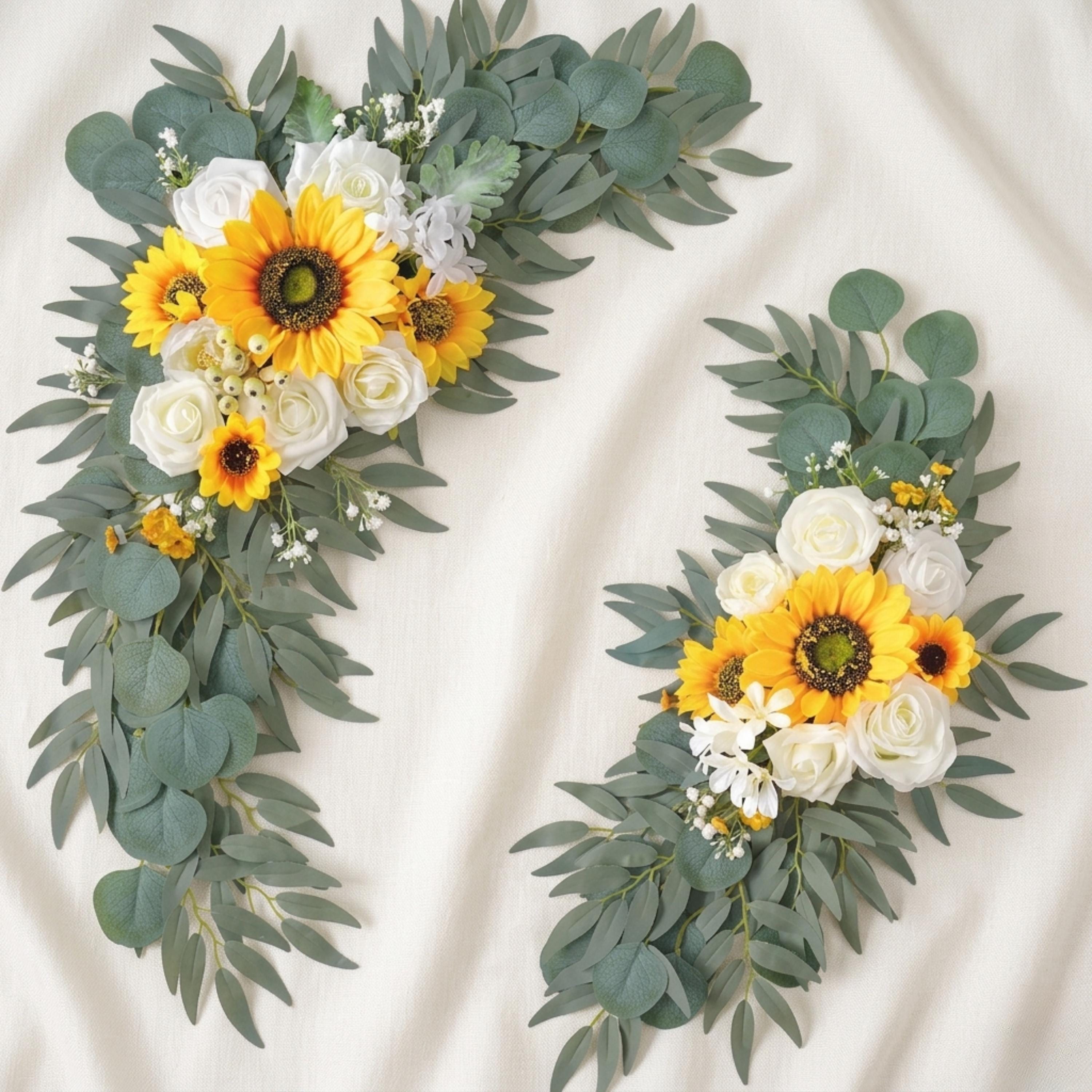 Wedding Corner Swag Set of 2 | Wedding Arch Swag Silk Roses | Floral Tiebacks | White Blush Navy Burgundy Purple Blue | Ceremony Arch Flower
