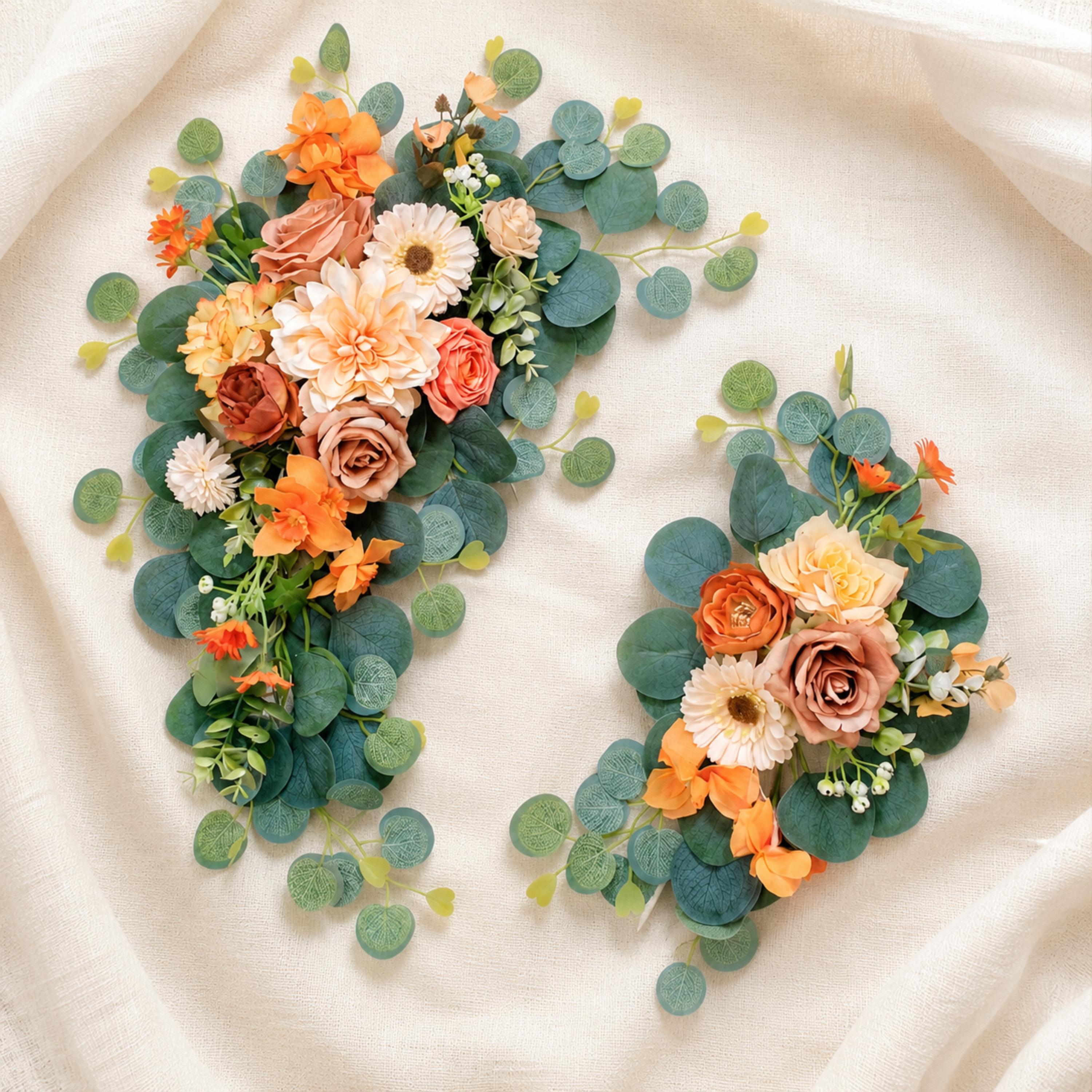 Set of 2 artificial floral swags with one large and one small piece for wedding styling