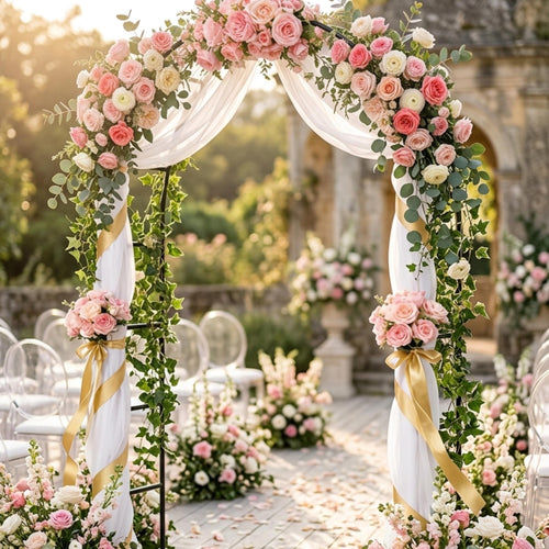 Black Metal Wedding Arch, Outdoor Ceremony Arbor