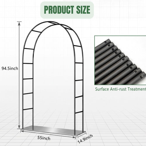 Black Metal Wedding Arch, Outdoor Ceremony Arbor