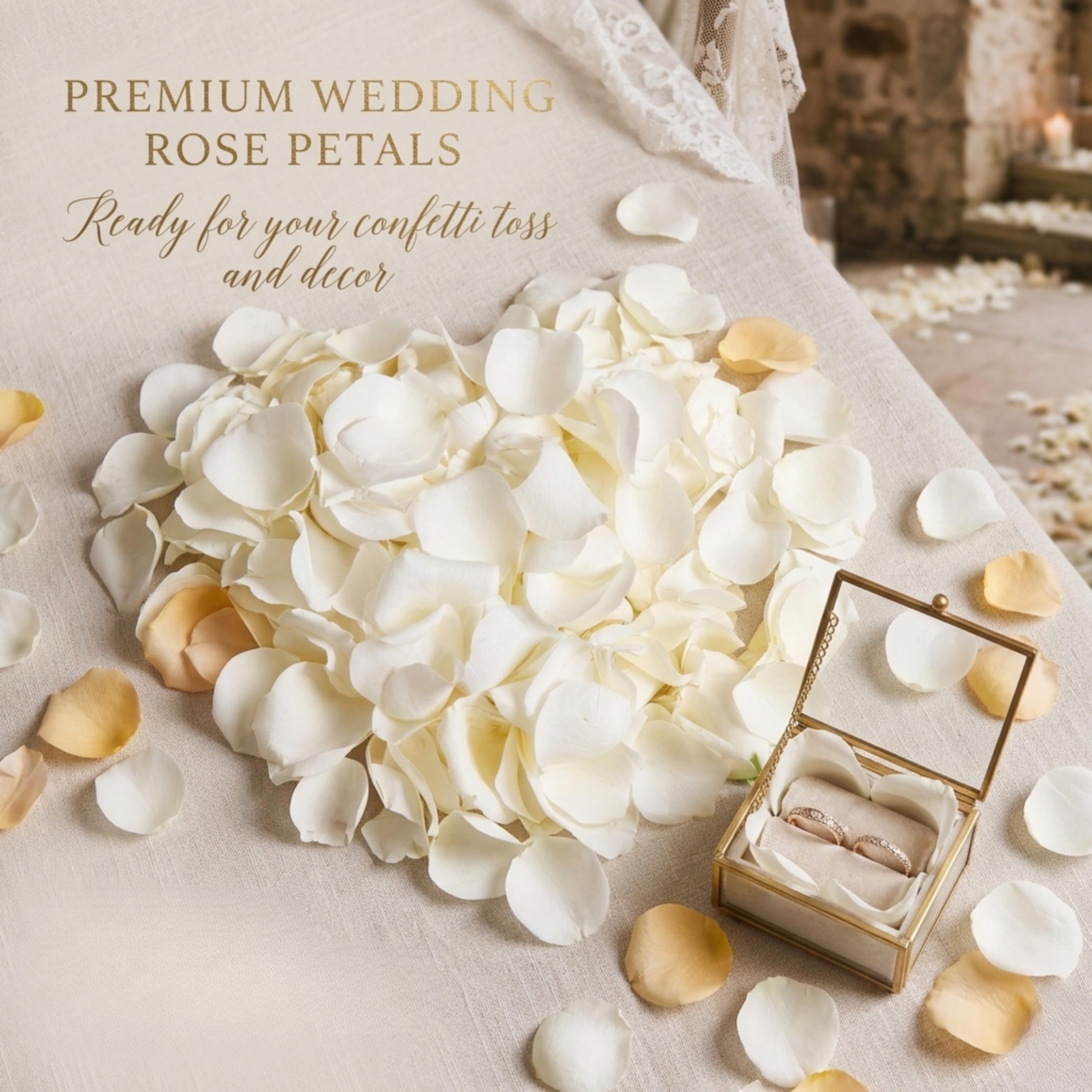 White Preserved Rose Petals, Real Flower Confetti for Wedding Aisle, Proposal Decor, Romantic Table Decor