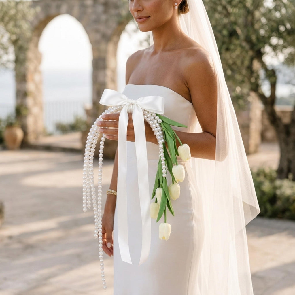 Pearl Tulip Bridal Bouquet