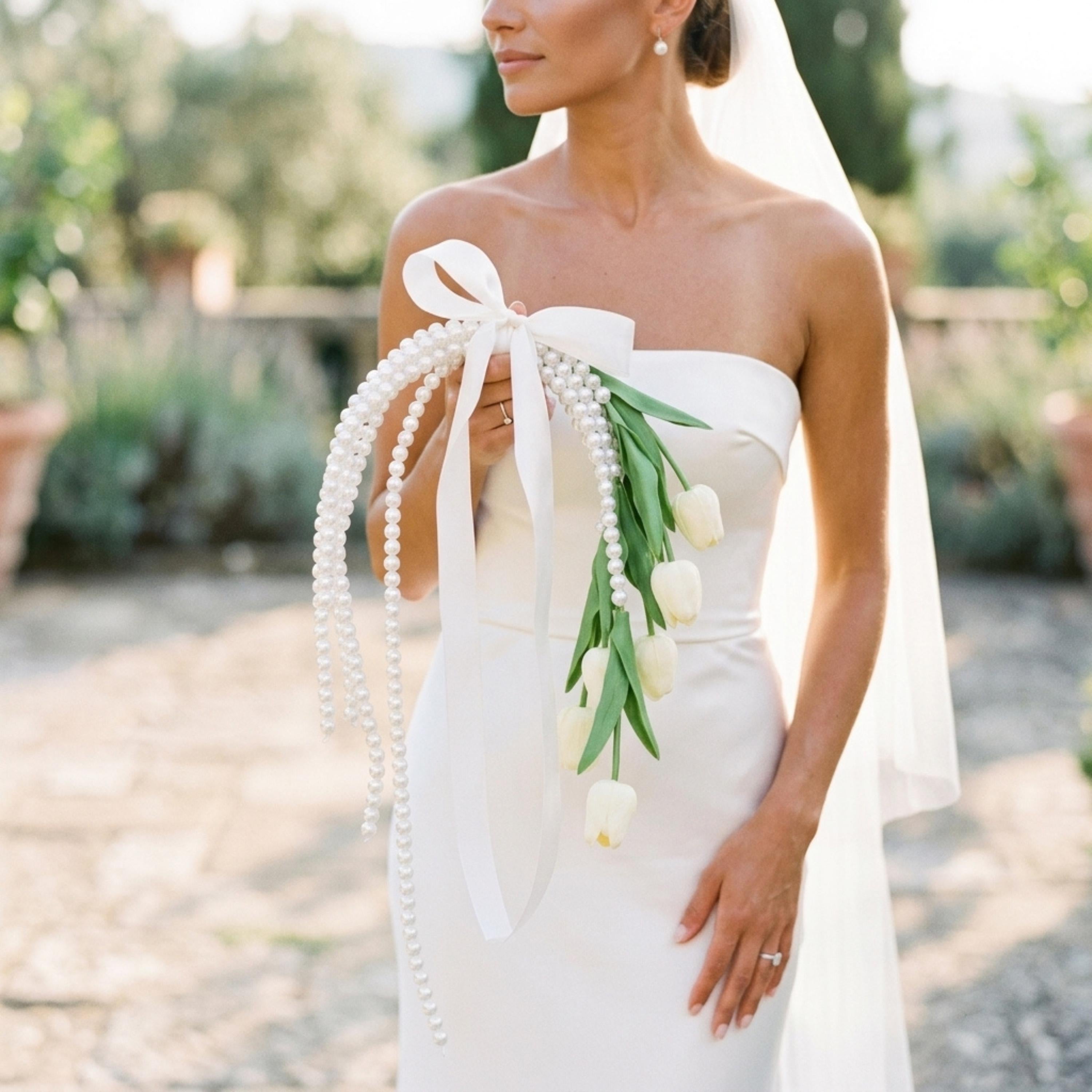 Pearl Tulip Bridal Bouquet