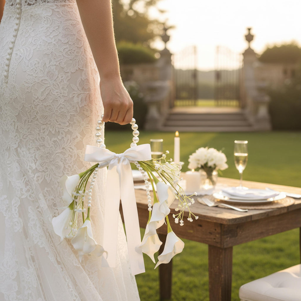 Pearl Handle Calla Lily Bridal Bouquet