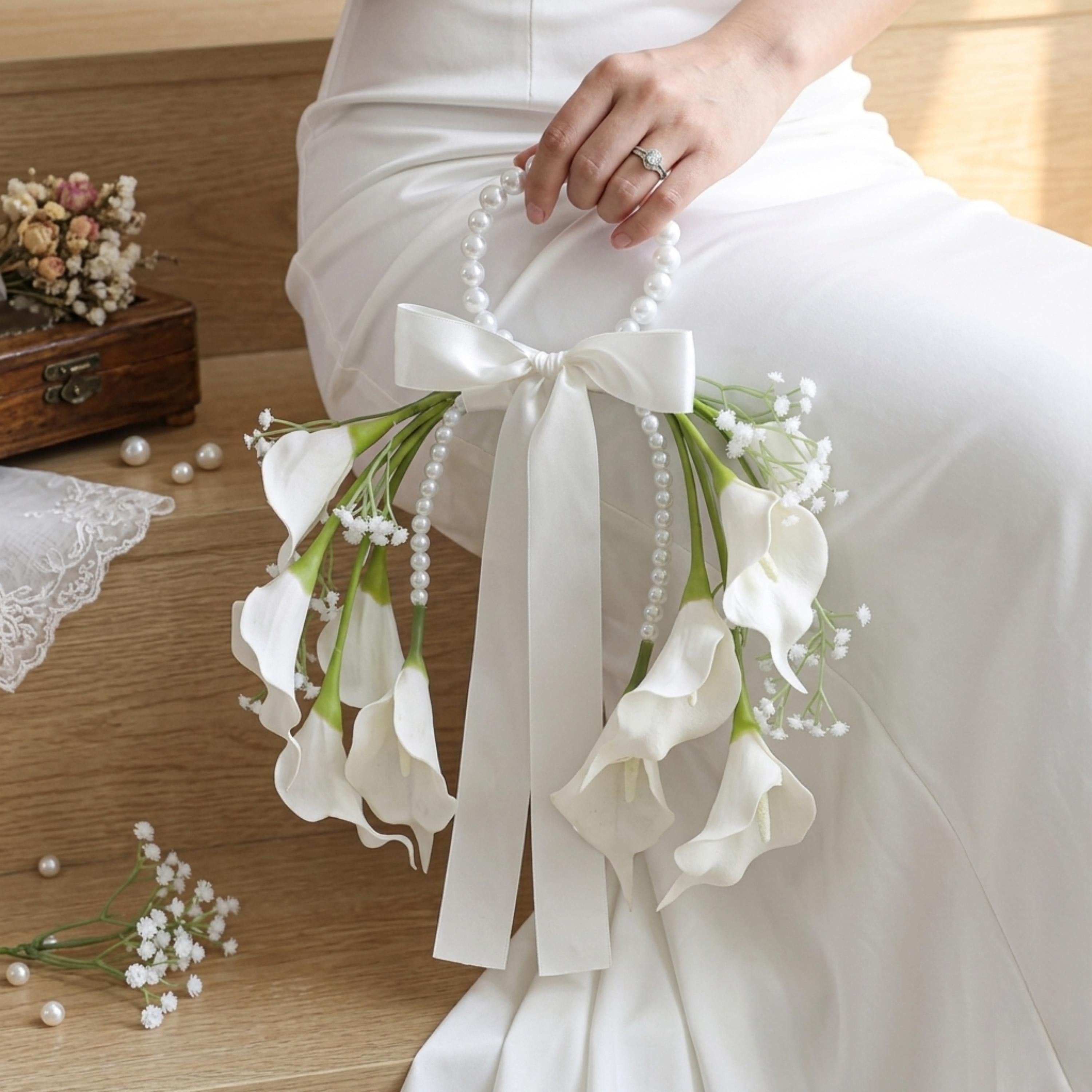 Pearl Handle Calla Lily Bridal Bouquet