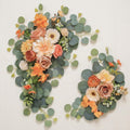 Peach cream artificial floral swag set of 2 with eucalyptus greenery for wedding arch decor