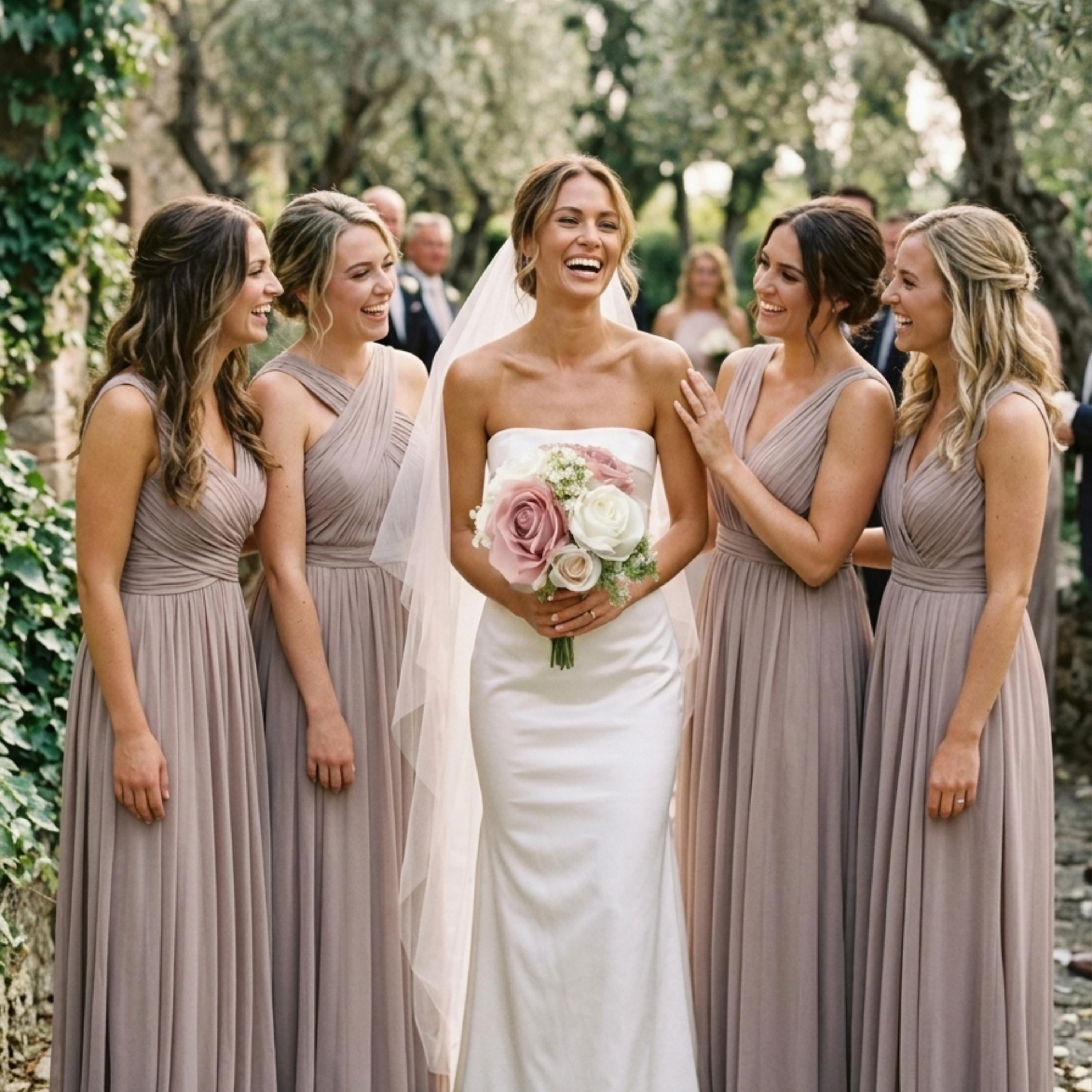 dusty pink bridesmaid bouquets for romantic outdoor wedding